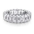 Elegant S925 sterling silver eternity ring featuring brilliant baguette cut zircons - White Emerald Cut Eternity Ring(CBJZ096)