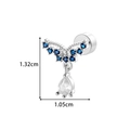 Silver stainless steel V-shaped cartilage stud with blue zircon and teardrop crystal - V-Shape Waterdrop Style (902-5# Silver)