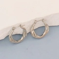 Modern irregular geometric silver hoop earrings with a polished wavy texture - Silver Style K7-58