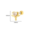 Orecchino a cuore alato dorato con pietra in zircone e dimensioni del prodotto - Ali Cuore (2#) / Giallo Oro