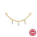 Elegante S925 Silber Goldkette Ohrringe mit drei funkelnden Marquise-Zirkonia Steinen - Gold #4