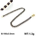 Bracelet bohème avec perles noires cylindriques et chaîne dorée, taille 195x3,5mm - Style Parsemé De Noir Et D'Or (KB130362-Z)