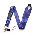 Starry sky pattern lanyard with galaxy nebula print and quick release plastic buckle - Blue Purple Galaxy (YZ20-8)