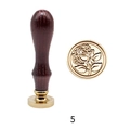 Rose pattern solid brass wax seal stamp with ergonomic wooden handle style number 5 - Painted Handle + Brass Head Rose 05