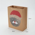 Braune Weihnachts-Geschenktüte aus Kraftpapier mit Tragegriff, 26x12x32cm - Weihnachtsmann-Stil - Kraftpapier (5 Stück/Packung)