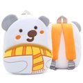 White polar bear plush kids backpack with orange straps and cute embroidery - Polar Bear