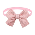 Pink and white tweed bow pet collar accessory with elegant woven texture and ribbon - Pink White