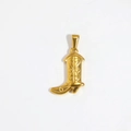 Detailed close-up of a vintage golden boot pendant with embossed metal textures - Boot (H07) / Gold