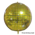 70 inch 4D golden disco ball aluminum foil balloon with reflective mirror pattern - 70 inch / Gold