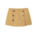 Vue détaillée d'une mini-jupe en sergé kaki avec taille haute et boutons à double boutonnage - XS / Jupe Kaki