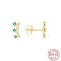 Eleganti orecchini a corona in argento 925 con pietre preziose verdi e dettagli bianchi - Oro Zircone Verde / Argento 925