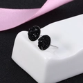Elegant S925 sterling silver stud earrings with round black crystal cluster stones - 8mm / Quicksand Black