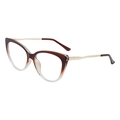Retro cat eye glasses frame with gradient brown finish and slim golden metal temples - Gradient Brown