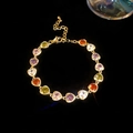 Bracelet chic plaqué or avec des pierres de zircone cubique multicolores en cœur - Maillons de Pierres Précieuses Cœur Multicolores (25#) / Or-Multicolore (25#)