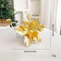 Golden artificial poinsettia Christmas flower 29cm with glitter for wreaths decoration - Standard Size / Gold