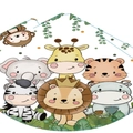Jungle safari animal party tablecloth with lions and giraffes for birthday decorations - Party Paper Hats 6PCS