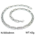 8mm Silberne Edelstahl-Rechteck-Gliederkette mit Karabinerverschluss, 500mm Länge - Silberne Diagonalmuster-Rechteckkette 500x8mm (KN228519-Z)