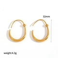 U-shaped 18k gold plated stainless steel earrings with 32mm height and 4.3g weight - Gold Style (TE60534-G)