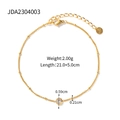 Gold titanium steel bracelet with white zircon charm, 21+5cm length and 2g weight details - Round Zircon Pendant Style (JDA2304003)