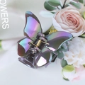Iridescent purple butterfly hair claw clip with pearlescent finish and gold spring - Jelly Electroplated Grey