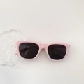 Kids trendy pink square sunglasses with dark grey lenses and smooth plastic frame - Pink