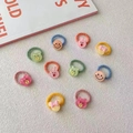 Set of 10 colorful elastic hair bands with cute cartoon bear and bunny charms - Crystal Bear (24#) / 10 Pieces Pack