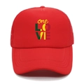Red One Love baseball mesh truck driver cap with breathable nylon netting for unisex - M (56-58cm) / Red