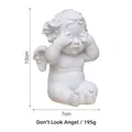 Wit engelenbeeldje 'Ziet geen kwaad', 10cm Scandinavische decoratie voor de woonkamer - Puur Witte Mollige Engel - Zie geen kwaad