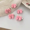 Set of 5 pink camellia resin hair clips with elegant bow design and metal duckbill grip - Bow-tie Duckbill Clips (5-piece Set)