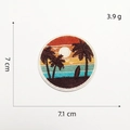 Dettaglio della toppa ricamata rotonda con tramonto sulla spiaggia e motivo da surf - Stile 1 (Spiaggia al Tramonto)