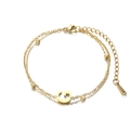 Double-layered golden stainless steel bracelet with letter G pendant and small beads - Letter G