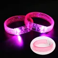 Pink LED glowing acrylic bracelet with glitter detail shown in lit and unlit states - Large Wide Bracelet / Pink