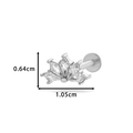 Silver stainless steel heart crown lip stud with zircon inlay and 1.05cm width dimensions - Fan Shape Crown (HSPJ0154-7#) / Silver