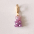 Sparkly purple gummy bear resin pendant necklace with gold plated gemstone bail - Gradient Star Purple
