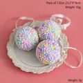 Pink and multicolored foam Christmas ball ornaments with gold-rimmed ribbons, set of 3 - Macaron Round Balls [Set of 3]