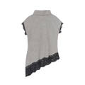 Elegante top a collo alto con motivo pied de poule e orlo asimmetrico in pizzo - XS / Quadri bianco e nero