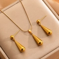 Elegant gold water-drop jewelry set with necklace and earrings in a luxury gift box - 18K Gold Plated Minimalist Waterdrop Jewelry Set / Two-Piece Set / Gold