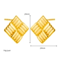 Detailed view of square 18K gold plated earrings with quilted texture and 29mm dimensions - Large Square Woven Style (22861)