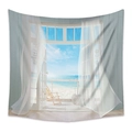 Detailed view of bohemian beach scenery tapestry with soft fabric texture and ocean view - 73X95CM (Cross-border Brushed) / Classic Sea Window (GT110144)
