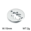 Polished titanium steel round charm with hollow girl cutout, size 15mm and weight 2g - Steel Color Girl Style 3 (KLJ2377-Z)