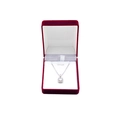 Elegant square silver necklace with clear diamond in a red flocked jewelry gift box - Wine Red Inner White