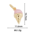 Détail du pendentif cornet de glace en émail rose avec texture dorée et dimensions - Style Cornet De Crème Glacée (DZ-230)