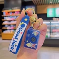 Blue Ultraman camera keychain with blue wrist strap and golden bell charm - Glowing Camera-Blue Hero