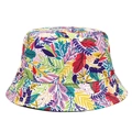 Sombrero de pescador Panamá con estampado de hojas tropicales coloridas en amarillo y rosa - M / Hojas de plantas coloridas
