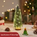 Miniatuur verlichte geflokte ceder kerstboom tafeldecoratie, 9x26cm vakantie ornament - Ceder / 25cm Zonder Licht