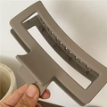 Matte khaki rectangular large hair claw clip for women in elegant Morandi color - Light Gray
