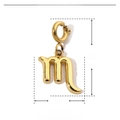 Detailed size specifications for a gold scorpion zodiac charm in durable stainless steel - Scorpio