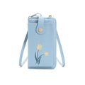 Mini light blue floral crossbody cell phone bag with tulip print and slim strap - Blue