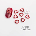 Hollow heart nail art charm with red rhinestones and silver metal base, size 7.8x7.5mm - LF2016 Silver Red Rhinestone Hollow Heart
