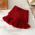 Women's autumn winter red knitted neck warmer with ribbed texture and soft yarn - Adult Neck Warmer - Wine Red